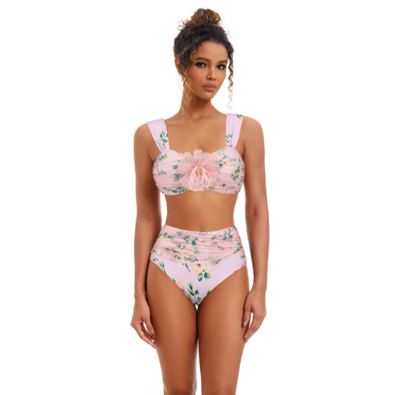 Floral Decorative One-piece Swimwear