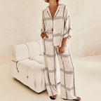 Half Sleeve Collared Shirt Wide Leg Pants