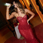 Strapless Lace Bodycon Maxi Dress