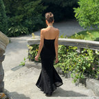 Women's Summer Cocktail Tube Top Mesh Sexy Slim Fit Fishtail Dress Women