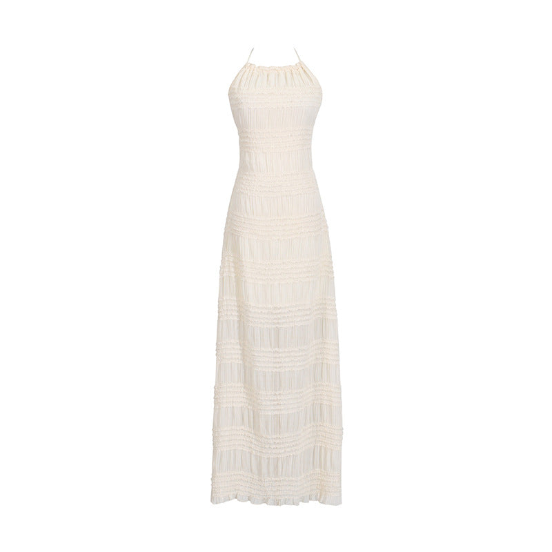 Women's Halter Knit Backless Maxi Dress