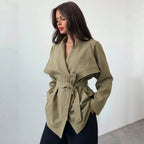Retro Collared Short Trench Coat