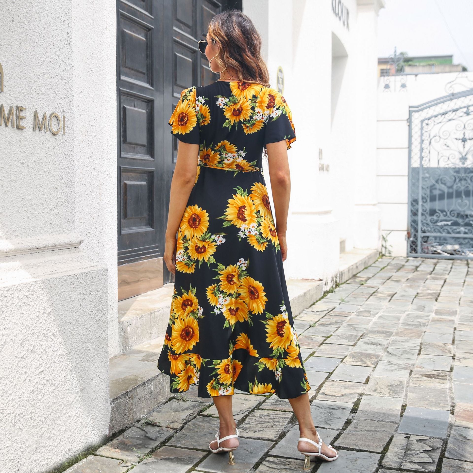 Boho Ruffled Wrap Vacation Maxi Dress