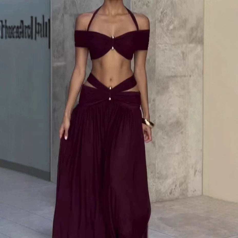 Women Clothing Summer Sexy Halter Cropped Camisole Slim Fit