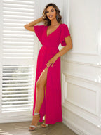 Women's Waist String Layered Split Dress