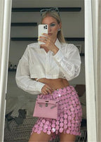 Women's Sequin High-Waist A-Line Mini Skirt