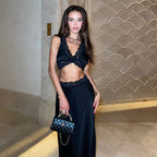 Lace V-Neck Strap Top & Maxi Skirt Set