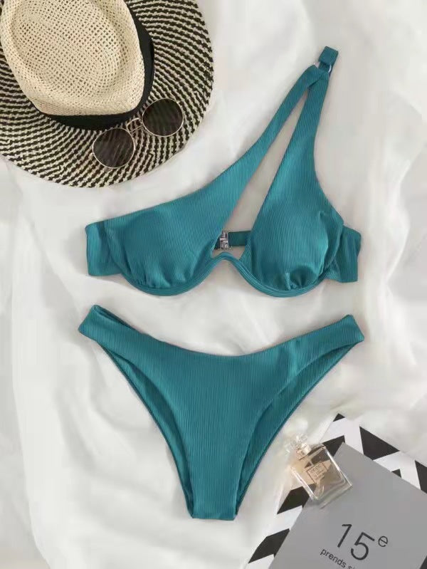 Seperated Solid Bikini Swimwear