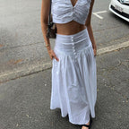 Pleated Vest & High-Waist Skirt Set