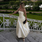 Women's Strapless Lace-Up Hepburn Midi Dress