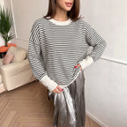 Women's Striped Sweater Women Loose Lazy Chic Pullover Top