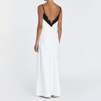 Lace Contrast Backless Cami Dress
