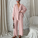 Lace-Up Cardigan & Trousers Set