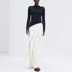 Women’s Asymmetric Pleated Color-Block Maxi Dress