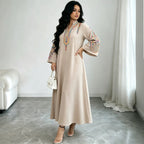 Women's Ethnic Embroidered Pullover Dress Loose Robe Rope Embroidery Craft Women Clothing