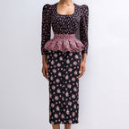 Women's Square-Neck Floral Ruffle Dress