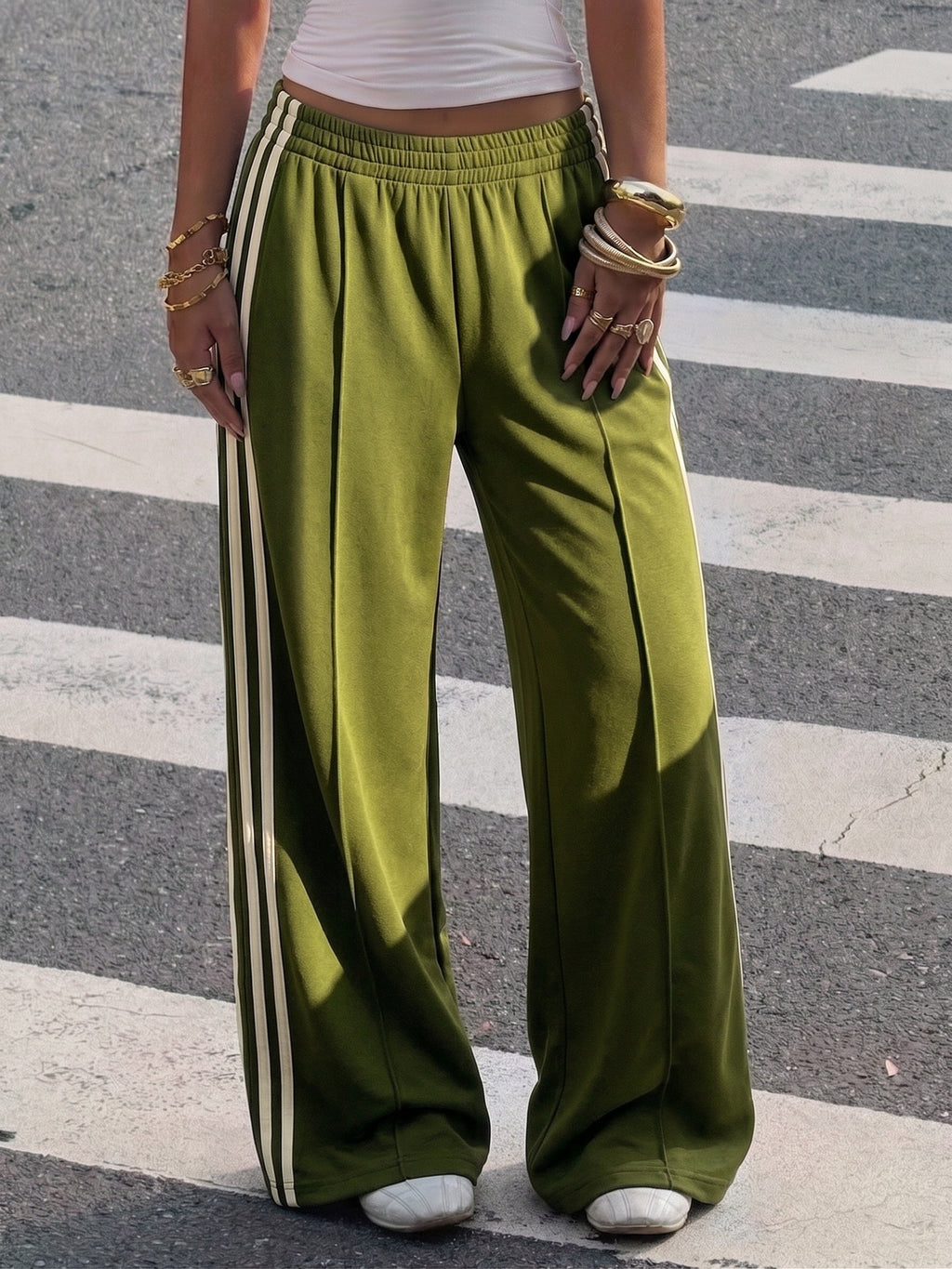 Grass Green Apricot Stripes