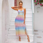 Summer Dopamine Ruffled Cake Dress Long Dress