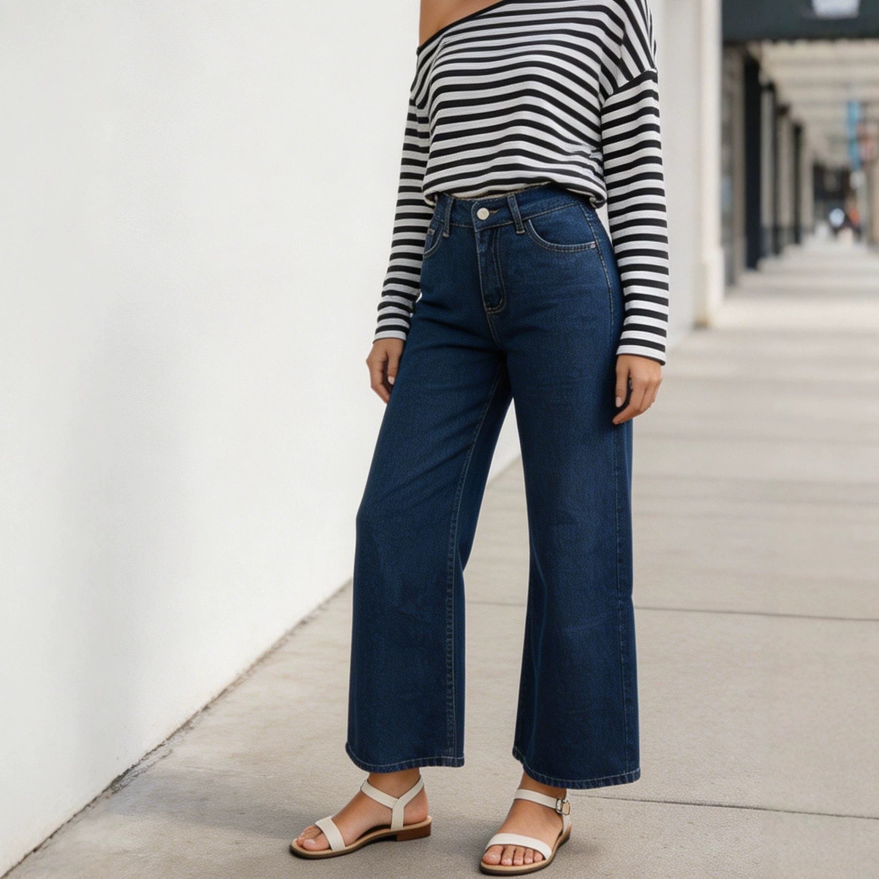 Simple Retro Slim Fit Slimming Straight Women Jeans