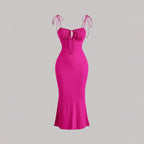 Women’s Knitted Lace-Up Drawstring Slim Dress