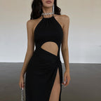 Women's Halter Cutout High-Slit Dress