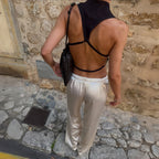 Women's Backless Sleeveless Mock-Neck Top