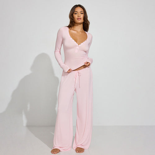 Women Clothing Autumn Comfort Casual Slim Fit Long Sleeved Trousers Casual Two Piece Sets