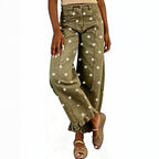 Women's High-Waist Polka-Dot Wide-Leg Jeans
