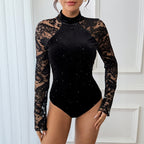 Women's Retro Party Elegant Half Turtleneck Lace Jumpsuit