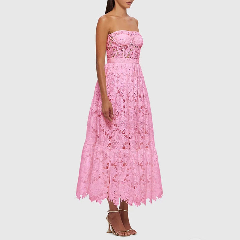 Women’s Embroidered Strapless Maxi Dress