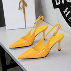Women's Pana Pattern Plaid Pointed Toe Shallow Mouth Ankle Strap Buckle Stiletto Heel
