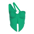 Spring Women Sexy Solid Color One-Shoulder Navel-Exposed Vest For Women Bandana