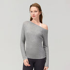 Women's Black Off-Shoulder Long-Sleeve Top