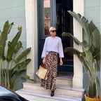Spring Summer Leopard Print Internet Celebrity Belt Skirt