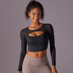 Women's Mesh Long-Sleeve Padded Workout Top
