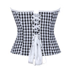 Retro Black White Lattice Pattern Tube Top Body Shaping Waist Slimming outside Wear Inner Wear Strapless Top Side Zipper Belt