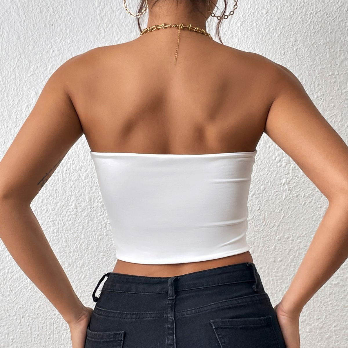 's Cropped Tube Top Strapless Vest Tank Top Vest