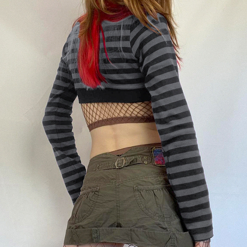 Women's Striped Contrast Cropped Bolero Top