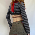 Women's Striped Contrast Cropped Bolero Top
