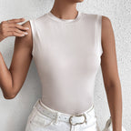 Milk Silk Sleeveless Round Neck Vest Top