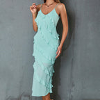 Women's Sheer Backless Halter Summer Dress