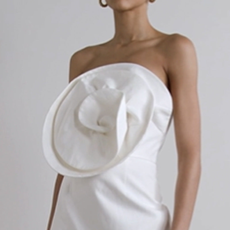 Women's 3d Floral Strapless Bandage Dress