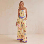 Women's Positioning Print Tube Top Wide Leg Two-Piece Two-Piece Set