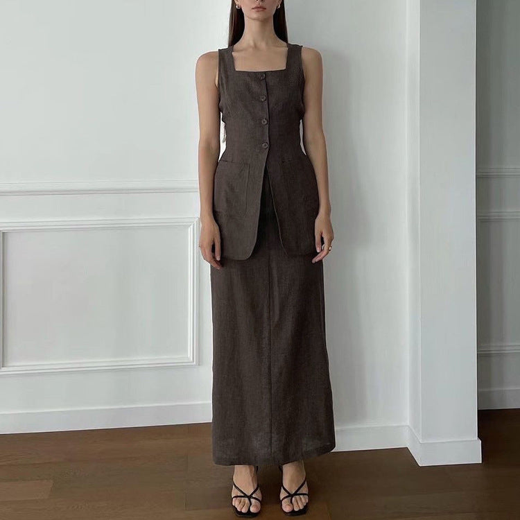 Sleeveless Vest & Skirt Set