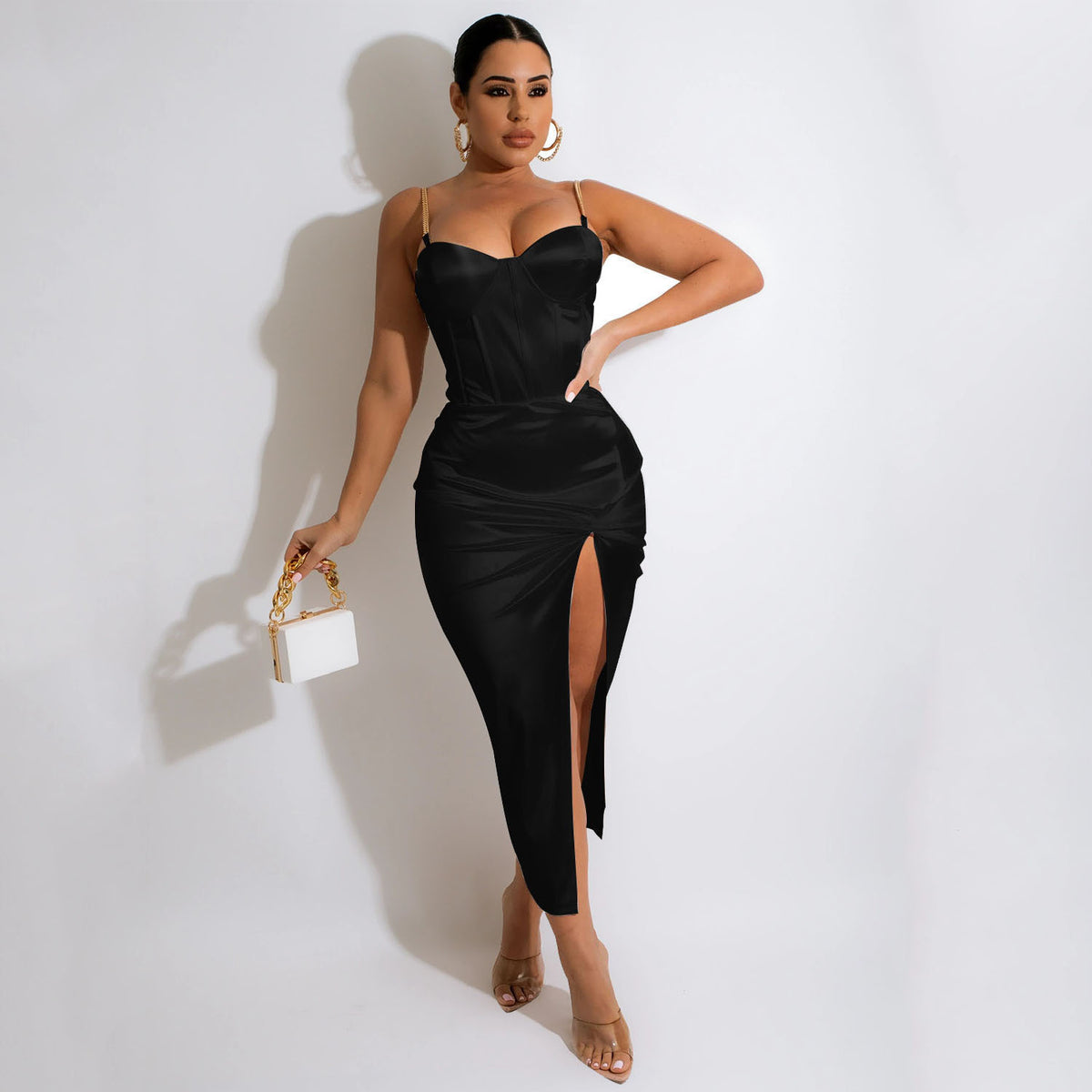 Women's Summer Irregular Asymmetric Solid Color Mid Length Dress
