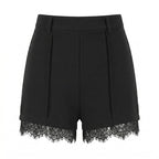 Spring Summer Arrival Black Lace Ruffled Women Commuting