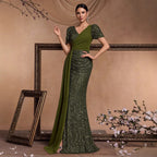 Elegant Sequin Patchwork Fitted V Neck Short Sleeve Chic Glamorous Regal Formal Evening Gown For Cocktail Parties Banquets