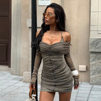 Evening Dress Tube Top Halter Mesh Thin Glittering Hip