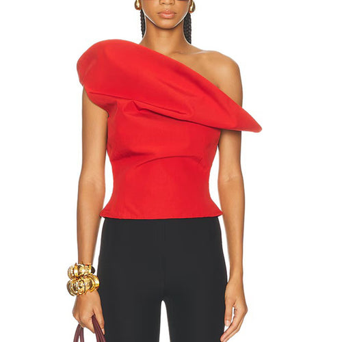 Sexy Top Women Spring Slim Shoulder Design Sexy T shirt