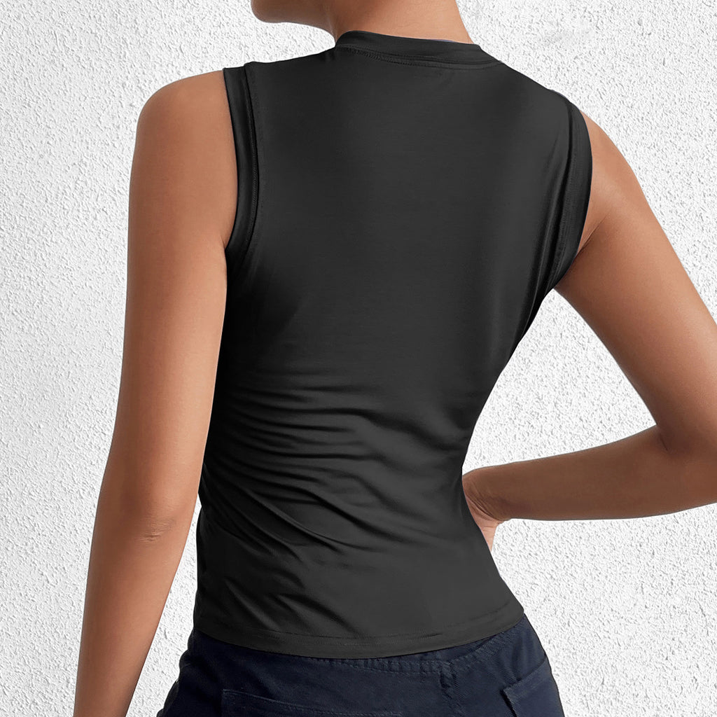 Milk Silk Sleeveless Round Neck Vest Top